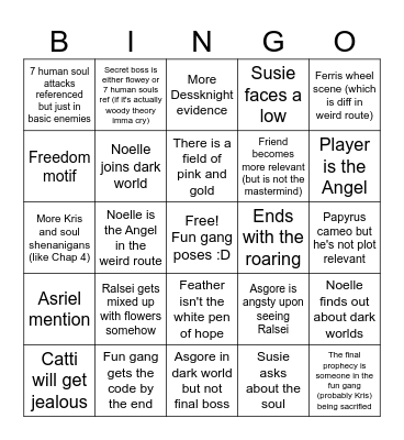 deltarune tomorrow Bingo Card