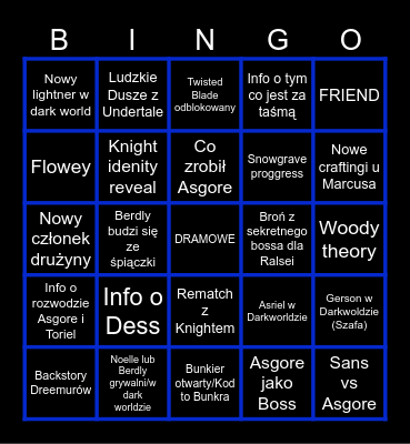 DELTARUNE CHAPTER 5 Bingo Card