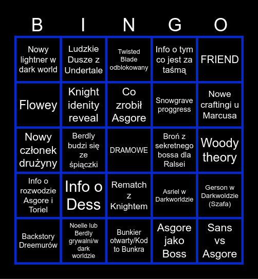 DELTARUNE CHAPTER 5 Bingo Card