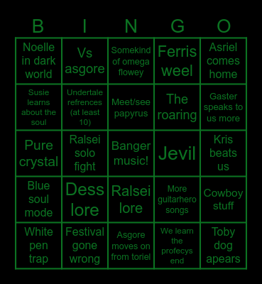 DELTARUNE CHAPTER 5 Bingo Card