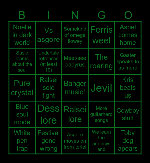 DELTARUNE CHAPTER 5 Bingo Card