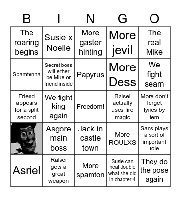 Deltarune chapter 5 Bingo Card