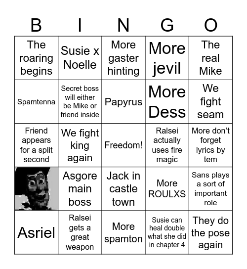 Deltarune chapter 5 Bingo Card