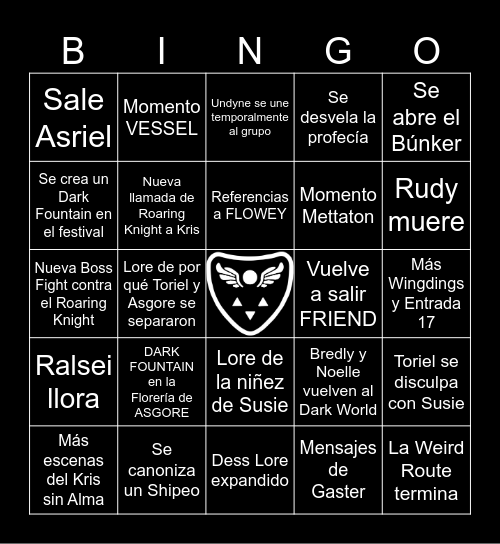 Deltarune Chapter 5 Bingo Card