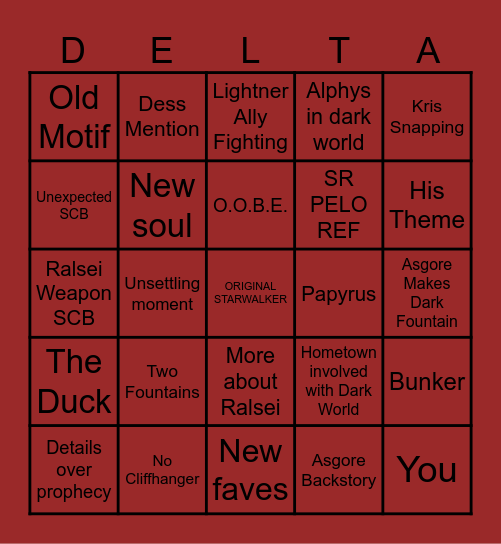 DELTARUNE CH5 Bingo Card