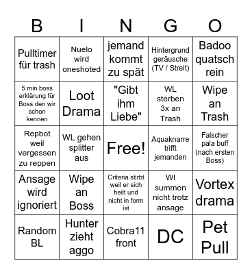 GSG9 Raid Bingo Card