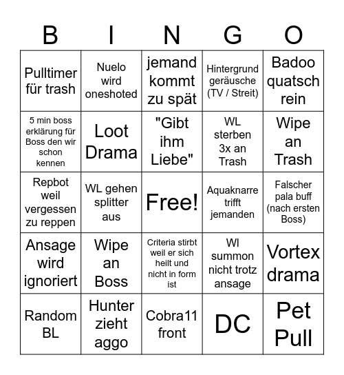 GSG9 Raid Bingo Card