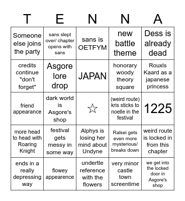 DELTARUNE CHAPTER 5 (by Yuvi!) Bingo Card