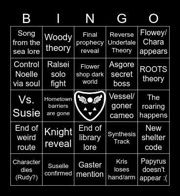 Deltarune Chapter 5 Bingo Card