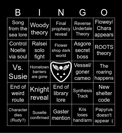 Deltarune Chapter 5 Bingo Card