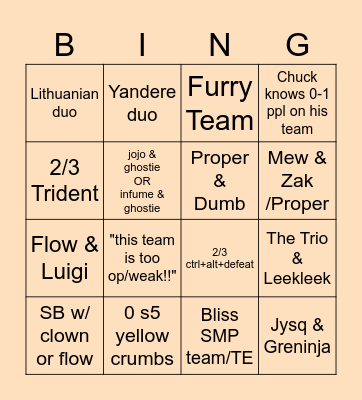 MSMP S6 DRAFT (teams) Bingo Card