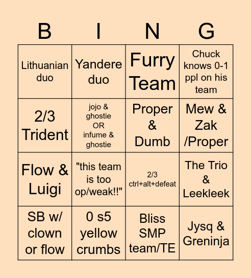 MSMP S6 DRAFT (teams) Bingo Card