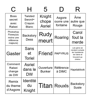 DELTARUNE CHAPTER 5 Bingo Card