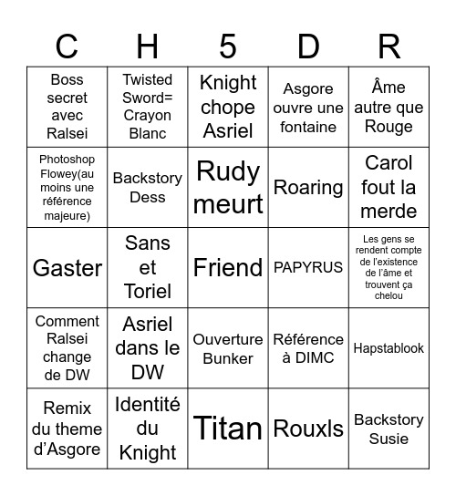 DELTARUNE CHAPTER 5 Bingo Card
