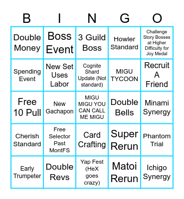 OMG IT MIGU Bingo Card