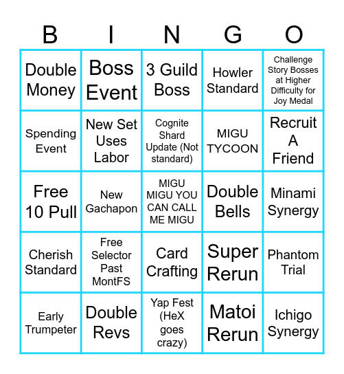OMG IT MIGU Bingo Card