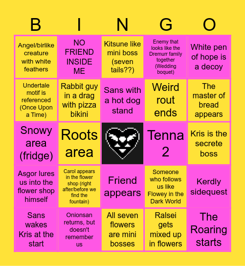 Deltarune Chapter 5 Bingo Card