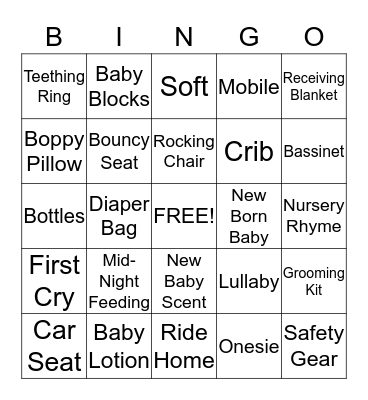 Baby Shower Bingo Card