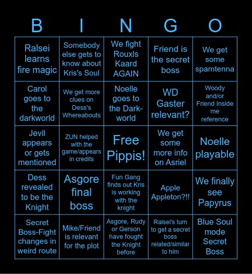 DELTARUNE CHAPTER 5 TODAY Bingo Card