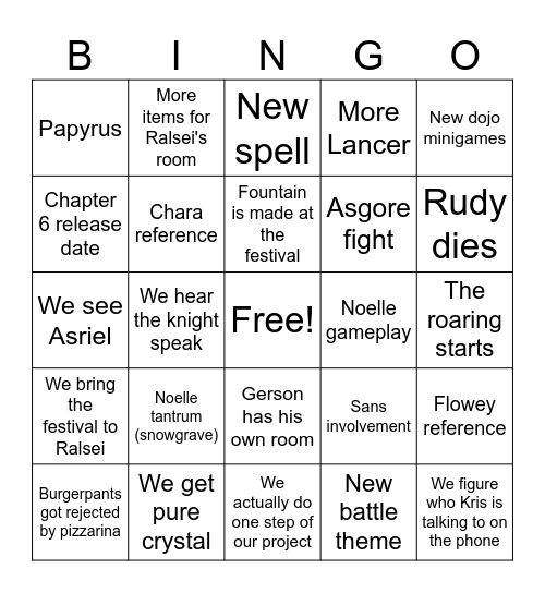 CHAPTER 5 Bingo Card