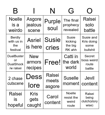 DELTARUNE Bingo Card
