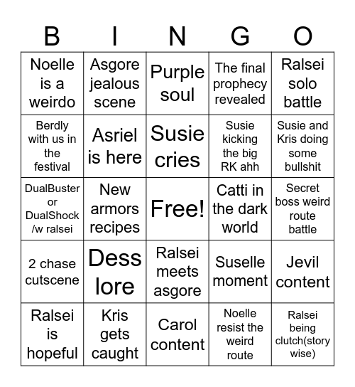 DELTARUNE Bingo Card