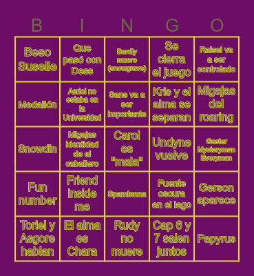 DELTARUNE Bingo Card