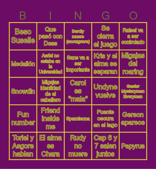 DELTARUNE Bingo Card