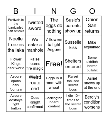 Deltarune Chapter 5 Bingo Card