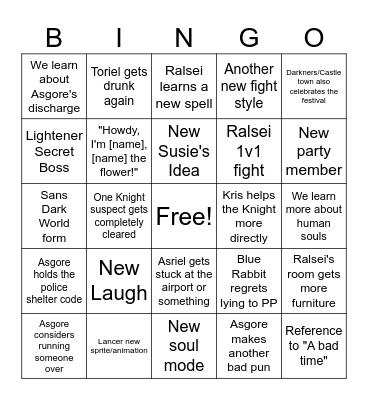 Deltarune hChapter 5 Bingo Card