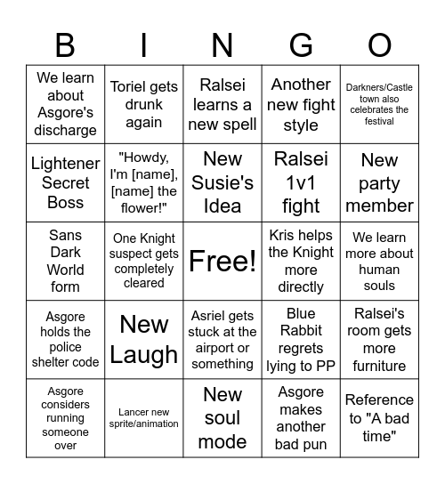 Deltarune hChapter 5 Bingo Card
