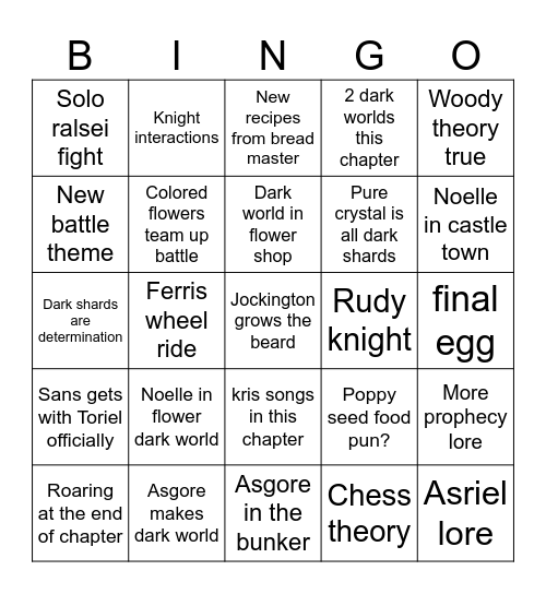 CHAPTER 5 (Normal route) Bingo Card