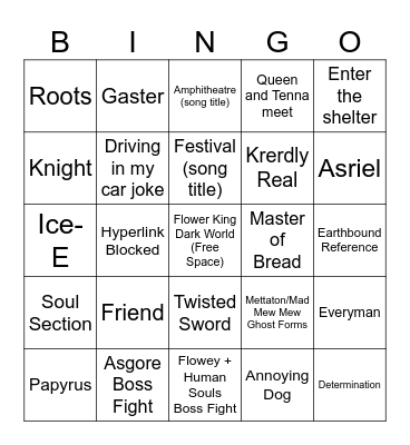 Deltarune Chapter 5 Bingo Card