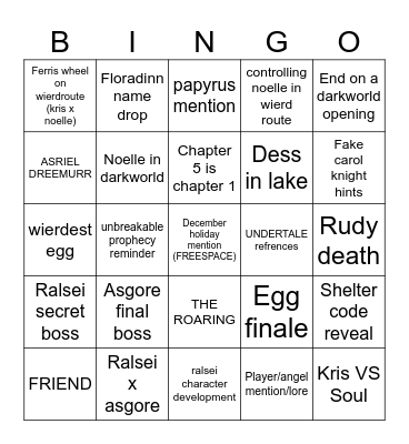 Saturn's Chapter 5 bingo card Bingo Card