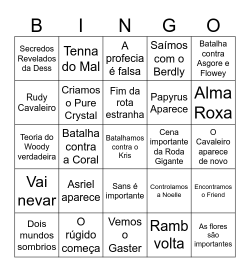 Deltarune CH 5 Bingo Card