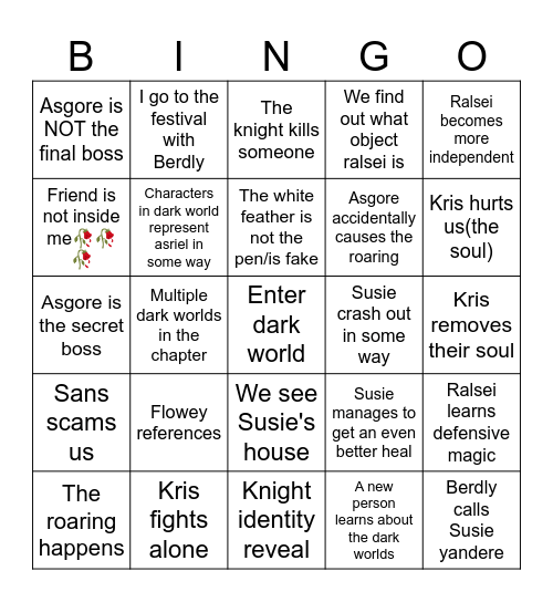 Deltarune Bingo Card
