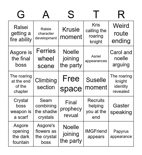 DELTARUNE Chapter 5 bingo Card