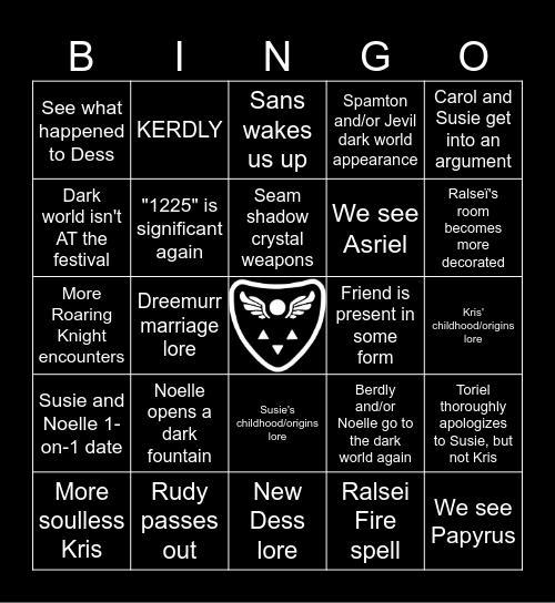 Deltarune Chapter 5 Bingo Card
