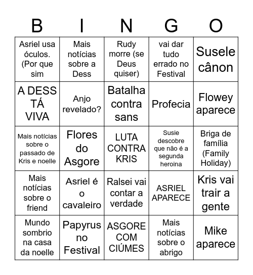 Deltarune capítulo 5 Bingo Card
