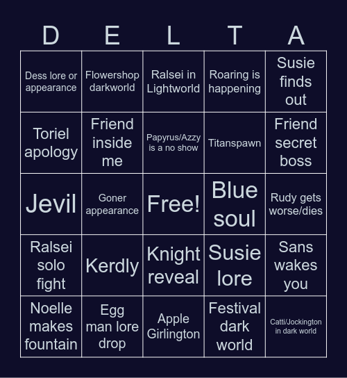 Deltagoon chapter 5 Bingo Card