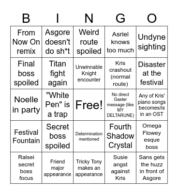 deltarune ch 5 Bingo Card