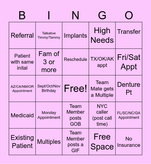 Lynx Bingo July Bingo Card