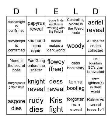 DELTARUNE Chapter 5 Bingo Card