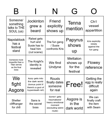 DELTARUNE CH5 BINGO Card