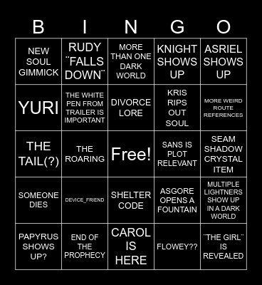 FLAW'S CHAPTER 5 BINGO Card