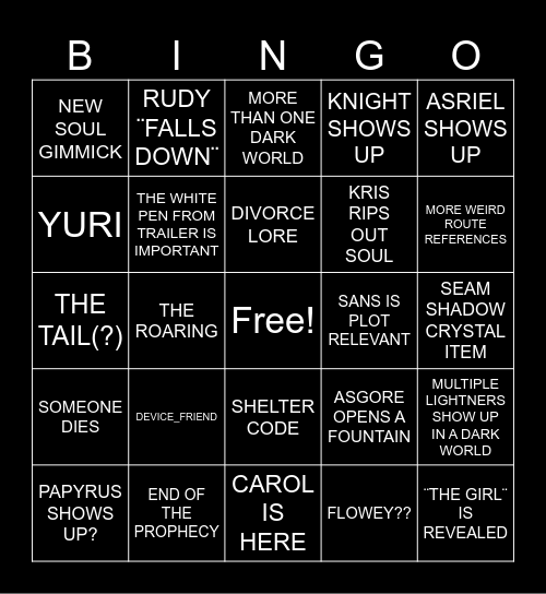 FLAW'S CHAPTER 5 BINGO Card