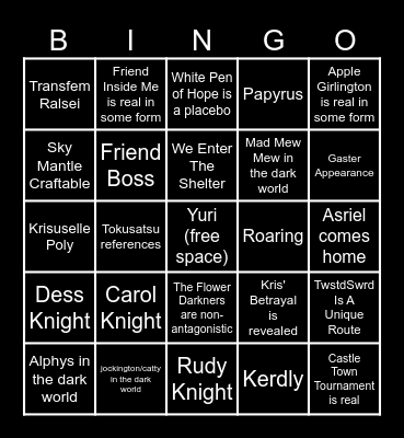 DELTARUNE Chapter 5 Bingo Card