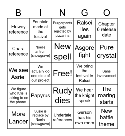 CHAPTER 5 Bingo Card