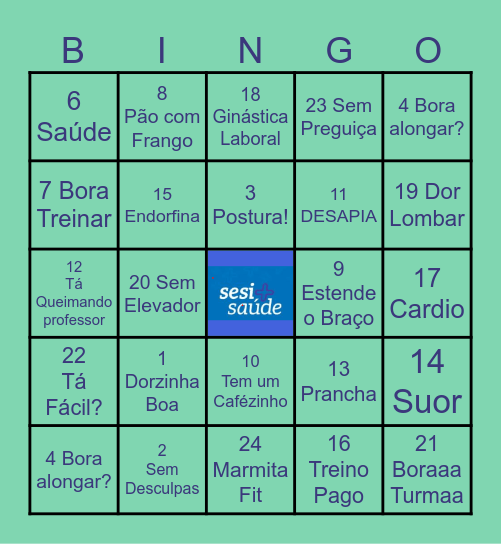 Bingo do SESI+SAÙDE Bingo Card