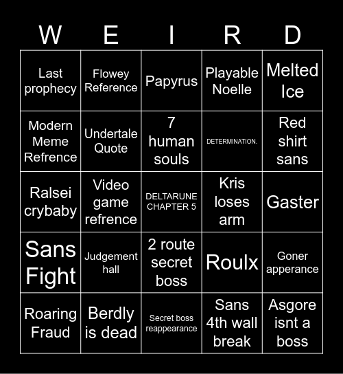 Weird Route Bingo Card